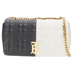 BURBERRY Lola TB gold bi-color black white quilted leather flap bag