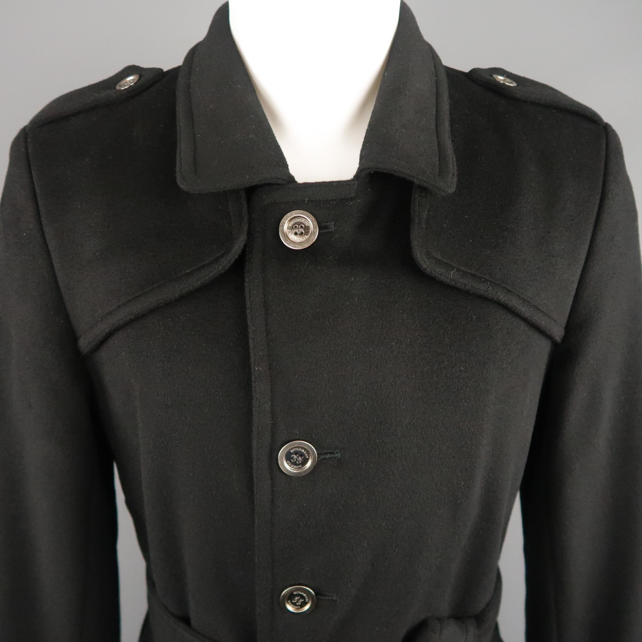 BURBERRY LONDON 38 Black Wool Blend Trenchcoat In Excellent Condition In San Francisco, CA