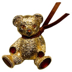 Burberry London 80s Oso 1980s Burberrys Broche de metal tono oro Oso de peluche PIN