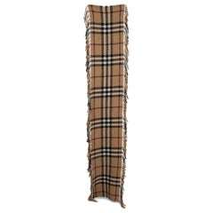BURBERRY LONDON beige Kaschmir HAPPY DOUBLE FRINGE TARTAN CHECK Muffler Schal