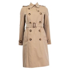 Used BURBERRY LONDON beige cotton DOUBLE BREASTE TRENCH Coat Jacket 6 XS