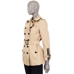 BURBERRY LONDON beige cotton ZIP FRONT TRENCH Jacket UK 10 M