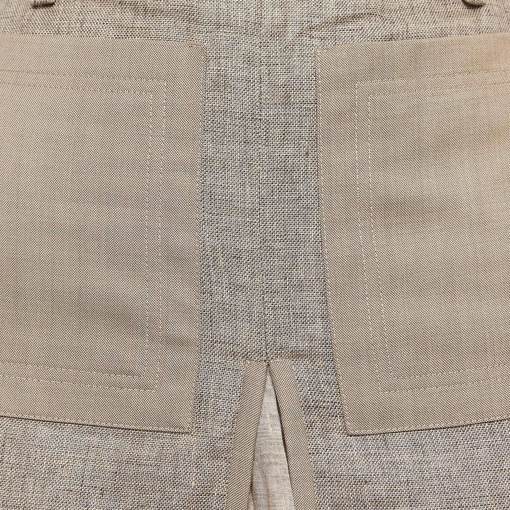 Burberry London Beige Linen Panel Skirt XS In Good Condition For Sale In Dubai, Al Qouz 2