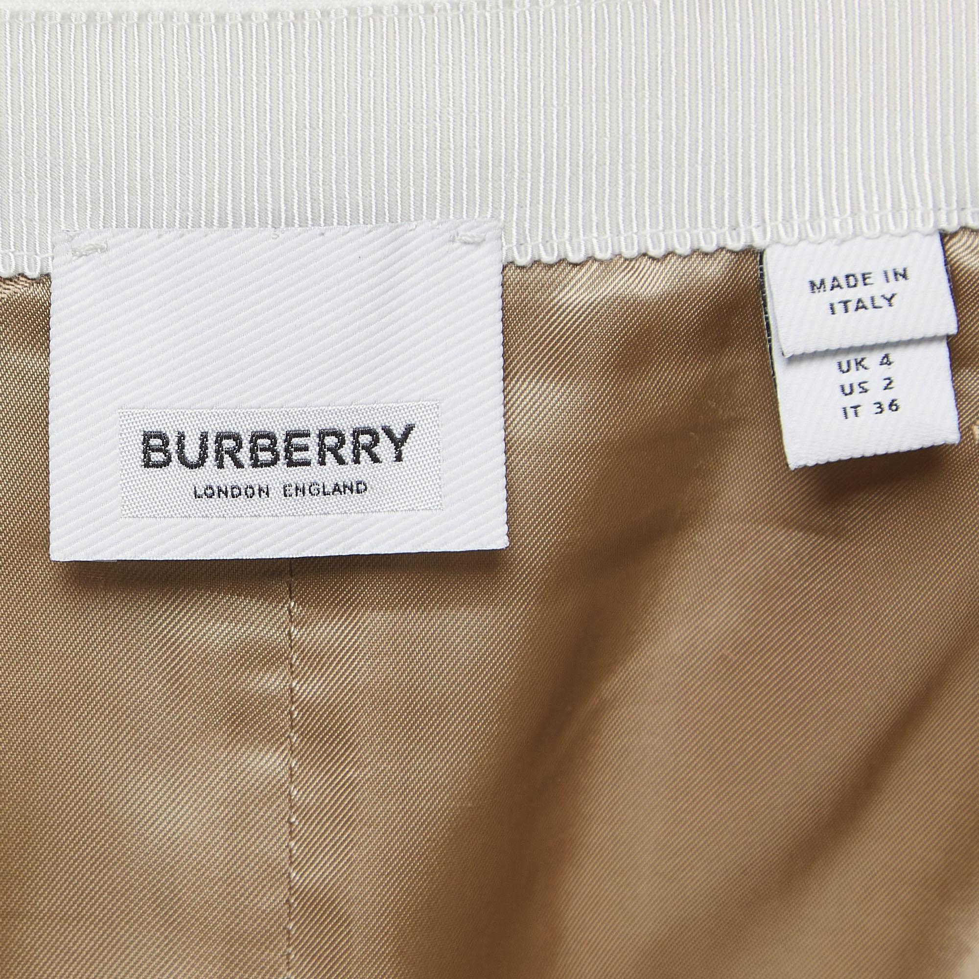 Burberry London Beigefarbener Rock mit Leinenverkleidung XS für Damen oder Herren im Angebot
