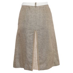 Used Burberry London Beige Linen Panel Skirt XS