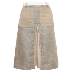 Burberry London Gonna a pannelli in lino beige XS
