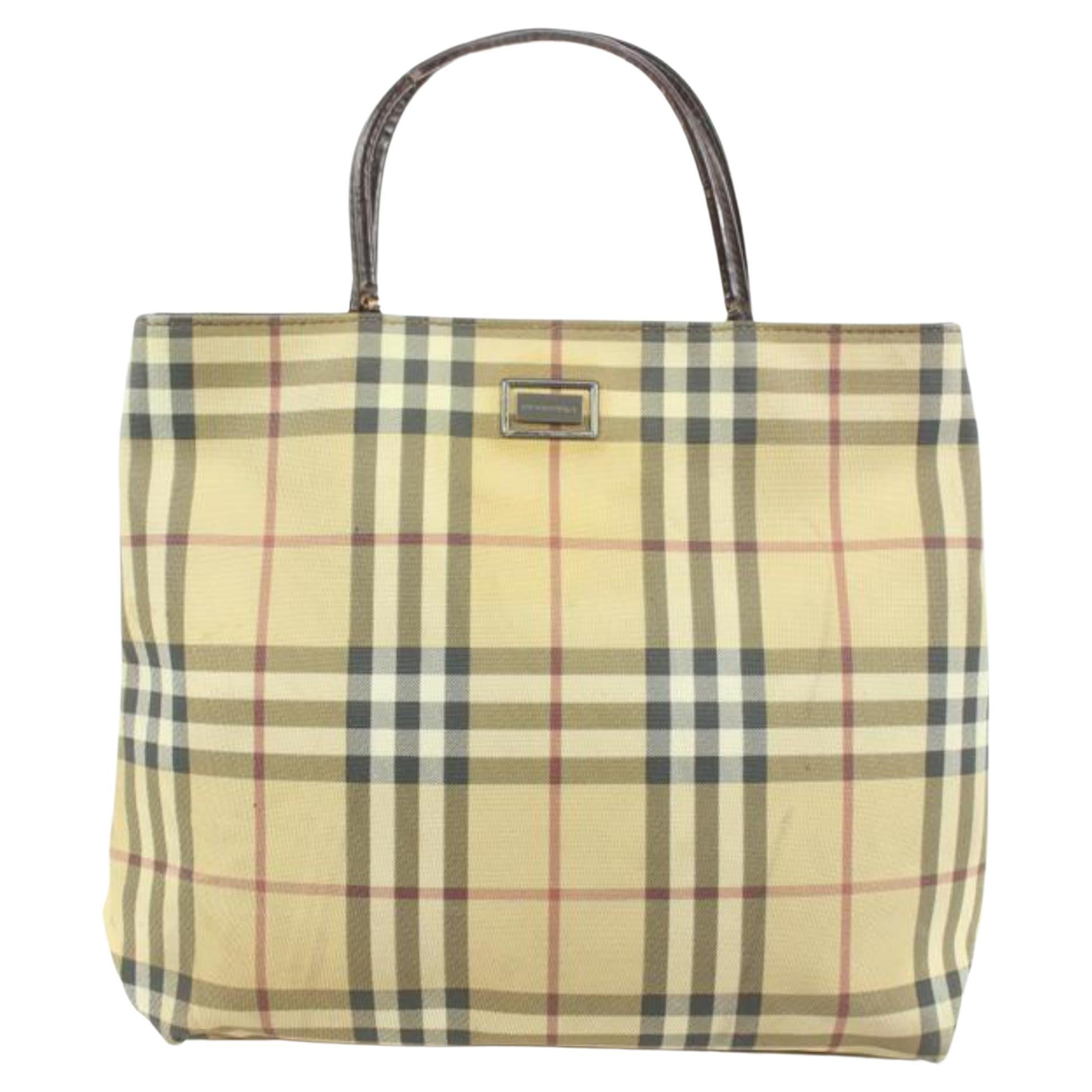 Burberry London Beige Nova Check Coated Canvas Tote Bag Upcycle Ready 9b419s For Sale