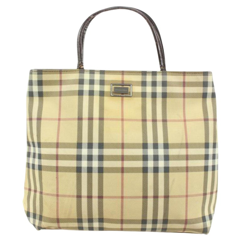 BURBERRY beige HOUSE CHECK TARTAN coated canvas Pochette Bag at 1stDibs