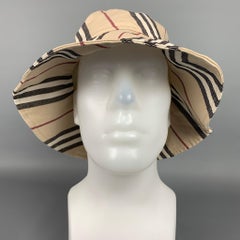 BURBERRY LONDON Beige Plaid Cotton Canvas Bucket Hats