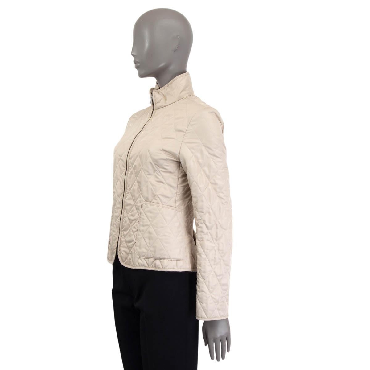 BURBERRY LONDON beige polyester QUILTE ZIP Jacket S In Excellent Condition For Sale In Zürich, CH