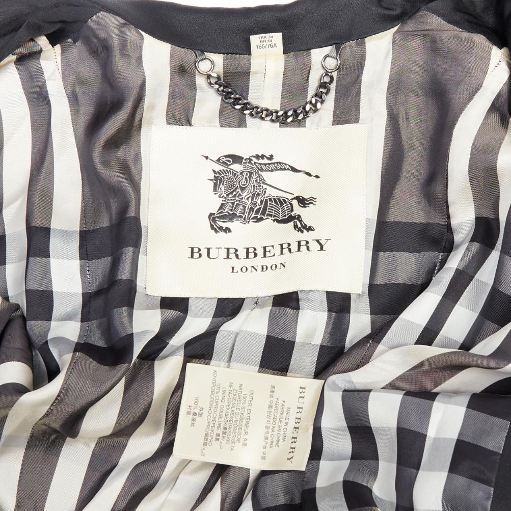 BURBERRY LONDON black 100% silk check lined belted trench coat For Sale 4