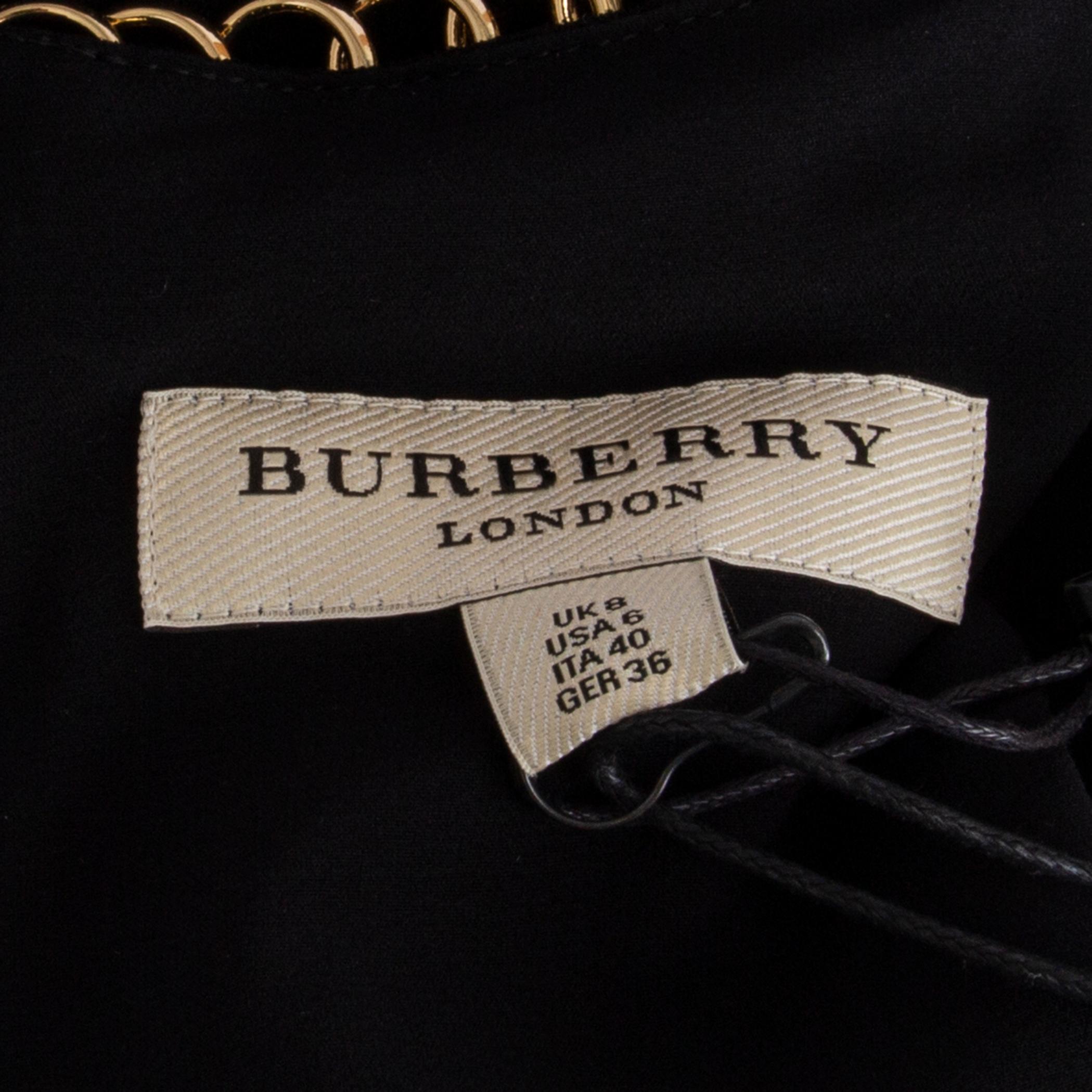 Women's BURBERRY LONDON black acetate CHAIN TRIM SHIFT Dress 8 S For Sale