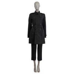 BURBERRY LONDON black cotton blend KENSINGTON SHORT TRENCH Coat Jacket 10 S
