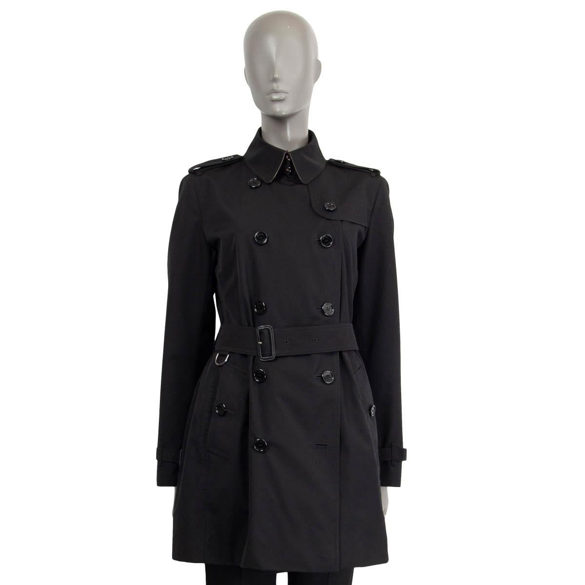 BURBERRY LONDON black cotton blend KENSINGTON SHORT TRENCH Coat Jacket 10 S