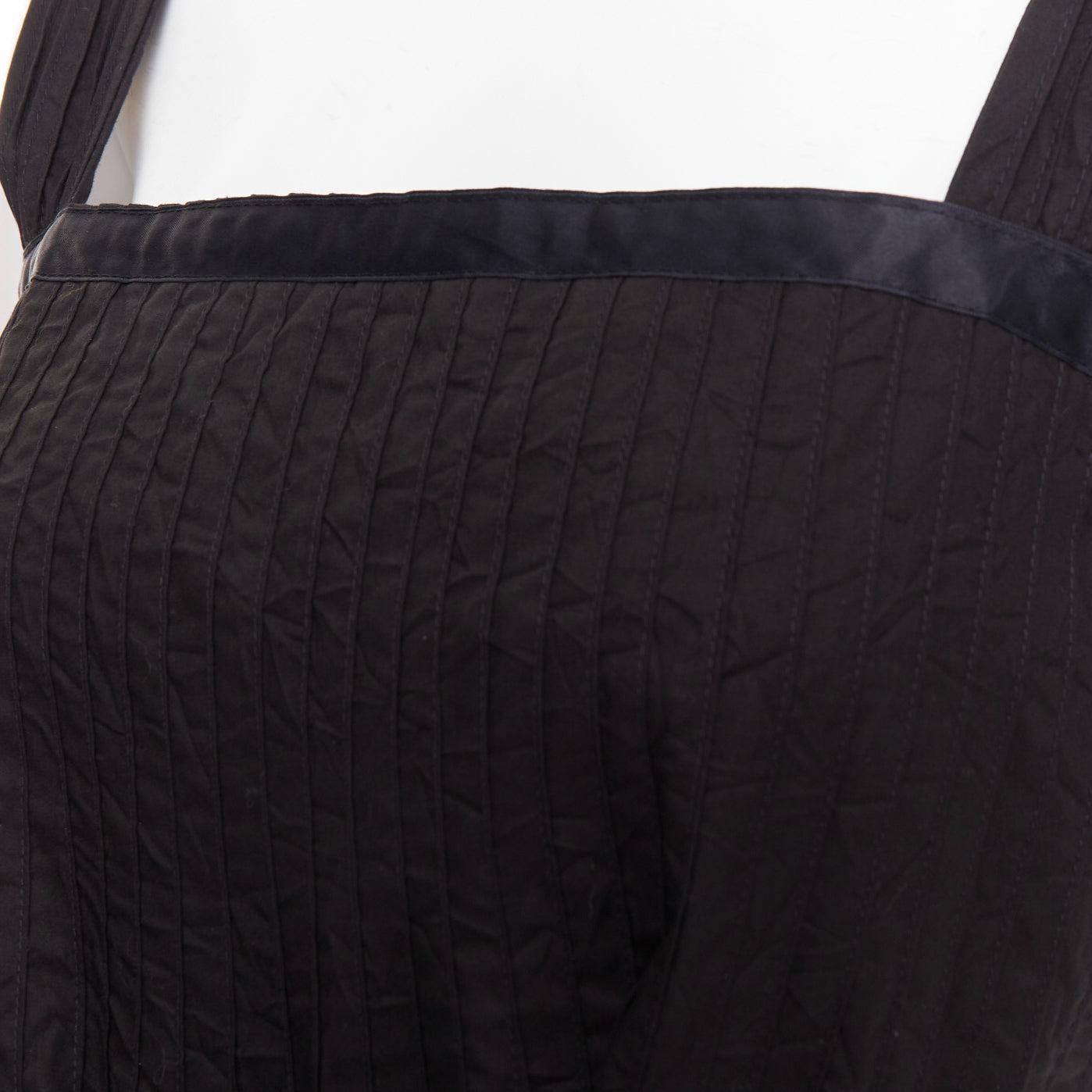 BURBERRY LONDON black cotton pleated waist ribbon tie babydoll dress UK8 S For Sale 2