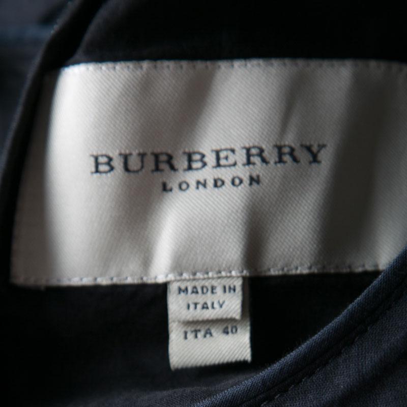 Burberry London Black Cotton Tiered Ruffle Bottom Sleeveless Dress S 1