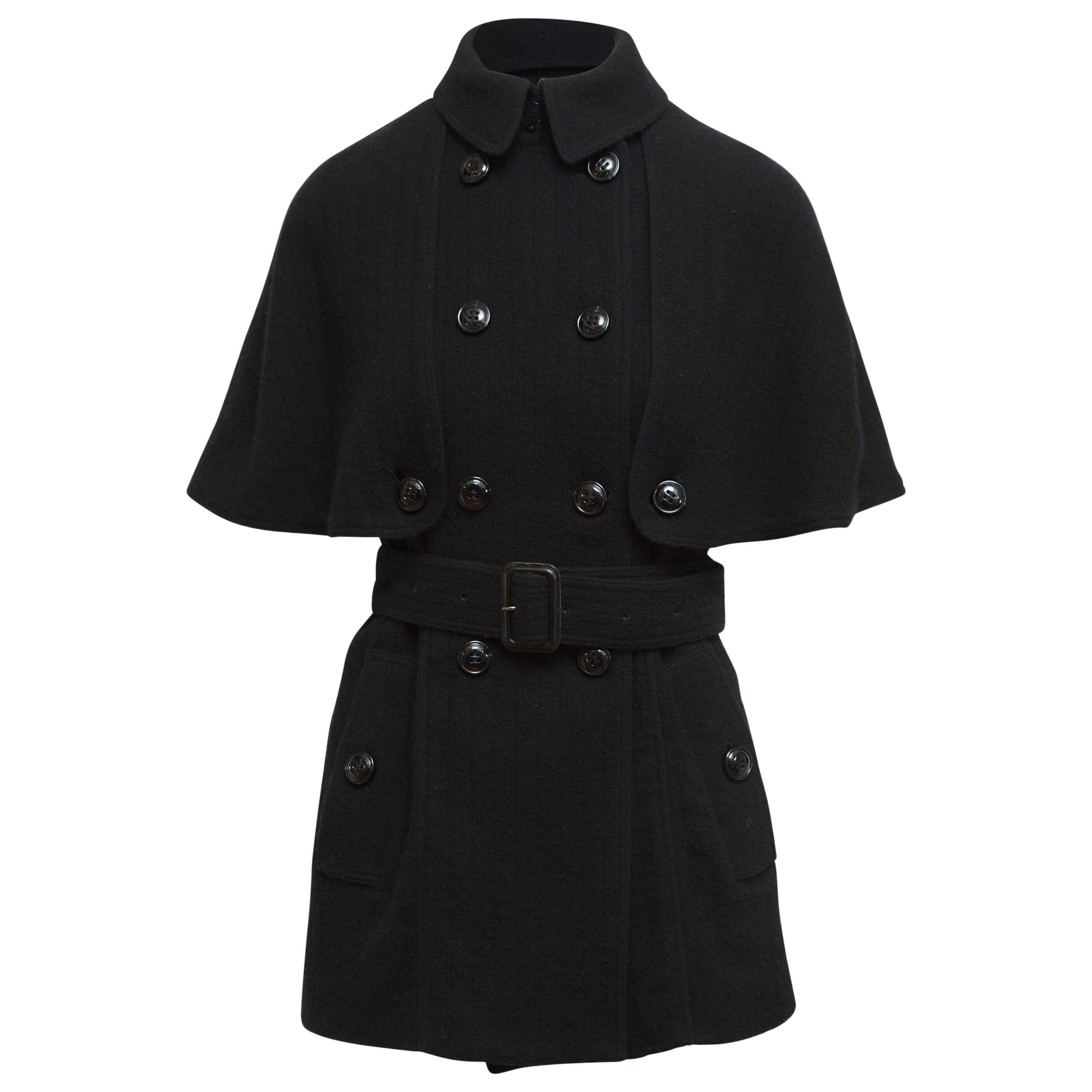Burberry London Black Double-Breasted Cape with Coat
