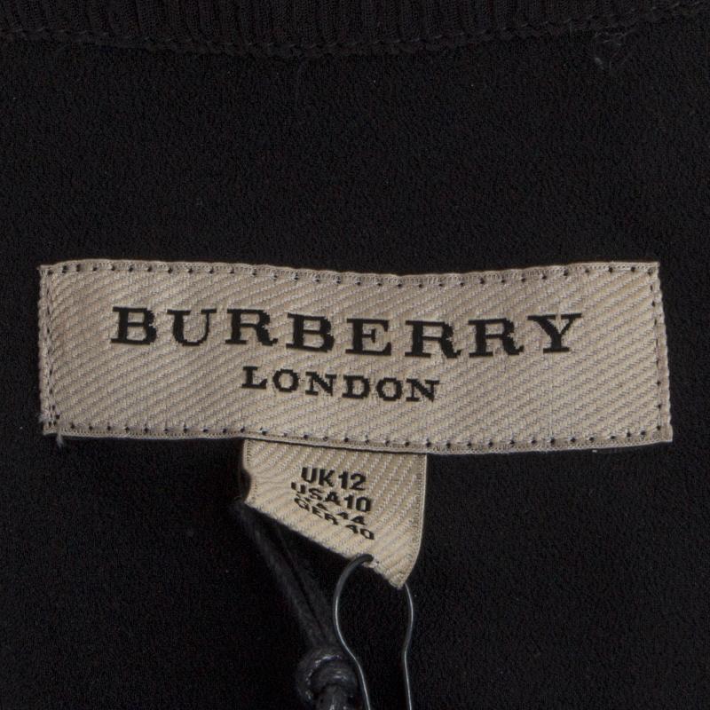 Black BURBERRY LONDON black EMBELLISHED SHORT SLEEVE CREPE Dress 12 L For Sale