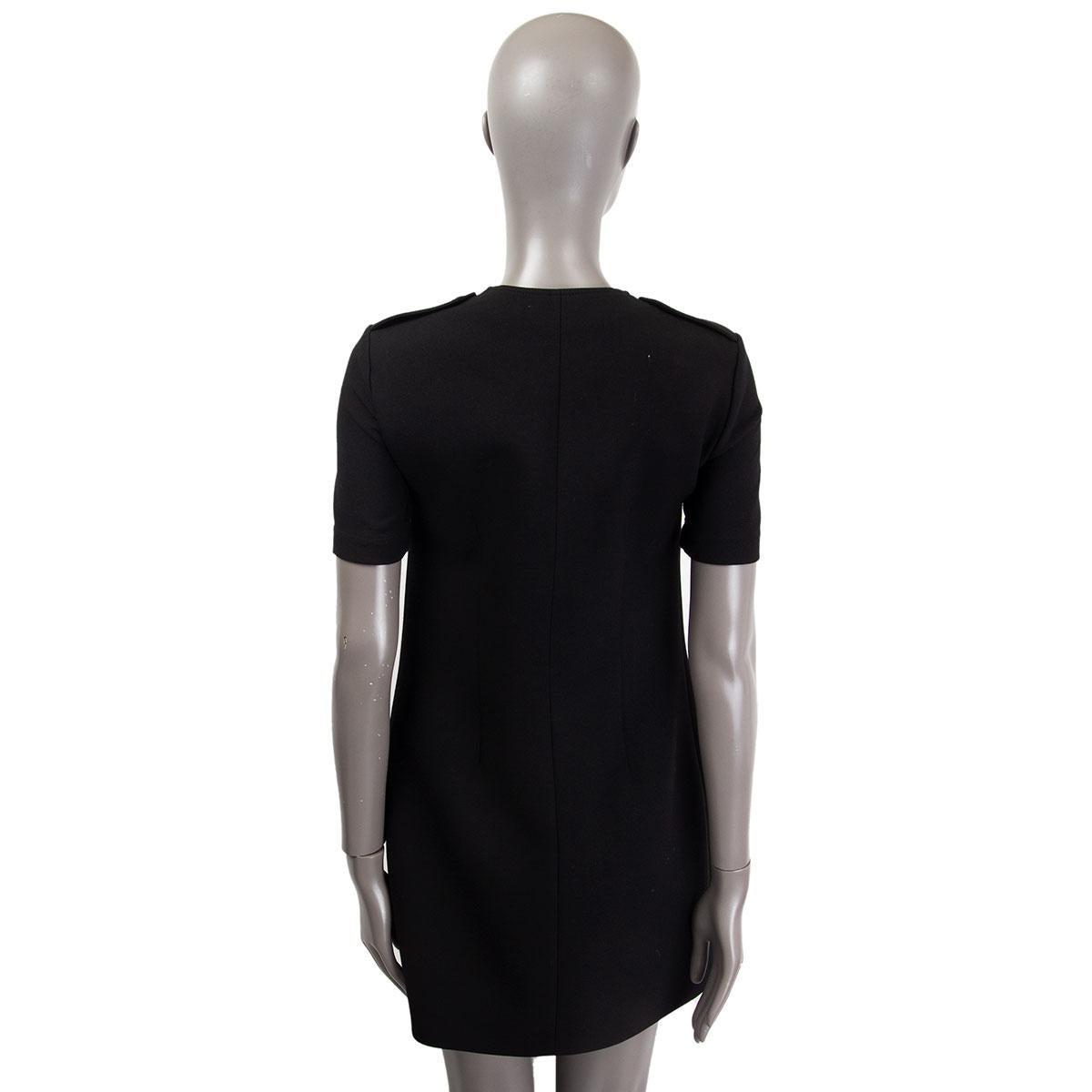 BURBERRY LONDON black LEATHER PATCH POCKET ZIP FRONT SHIFT Dress 6 XS For Sale 1
