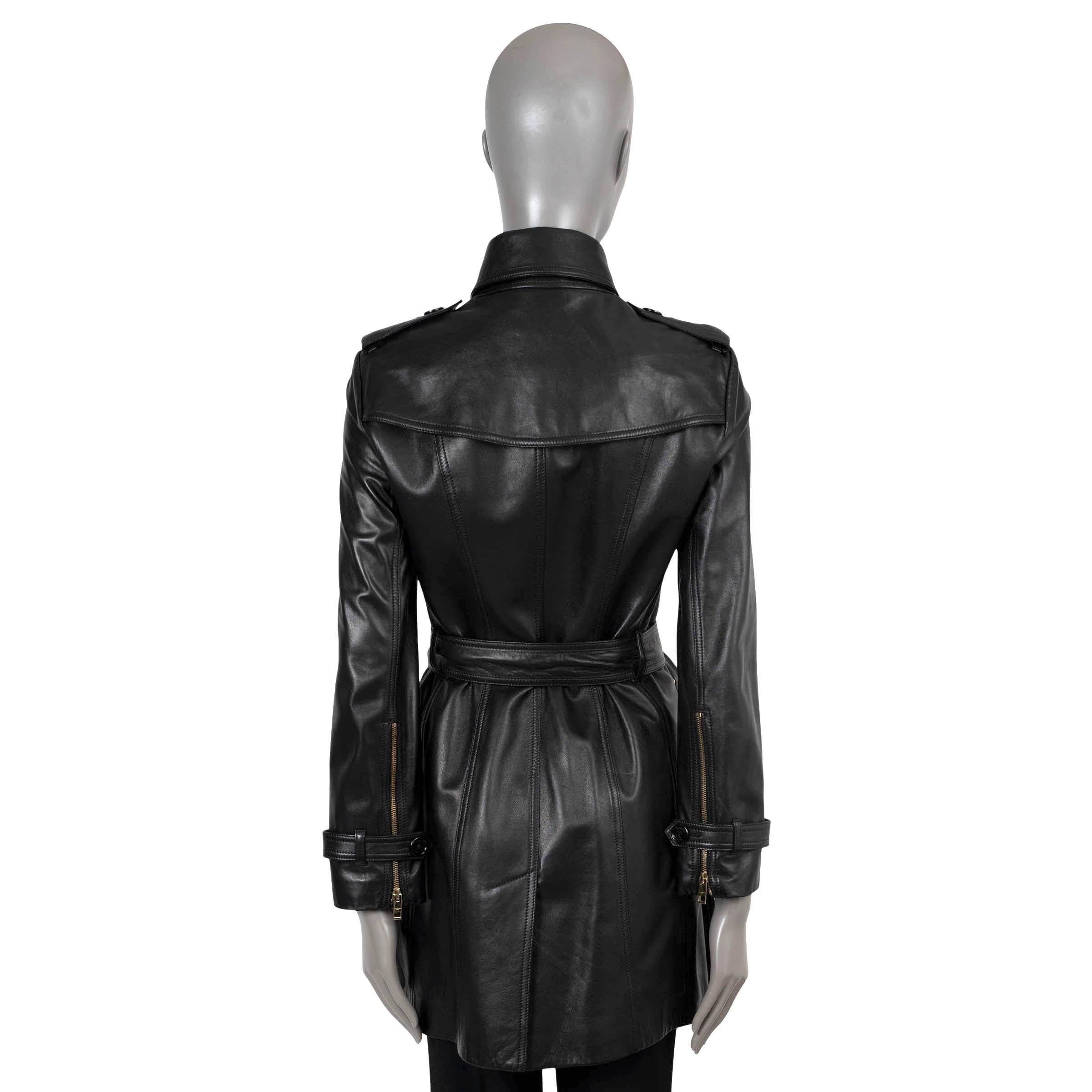 BURBERRY LONDON cuero negro SANDRINGHAM TRENCH Abrigo Chaqueta 8 S Negro en venta