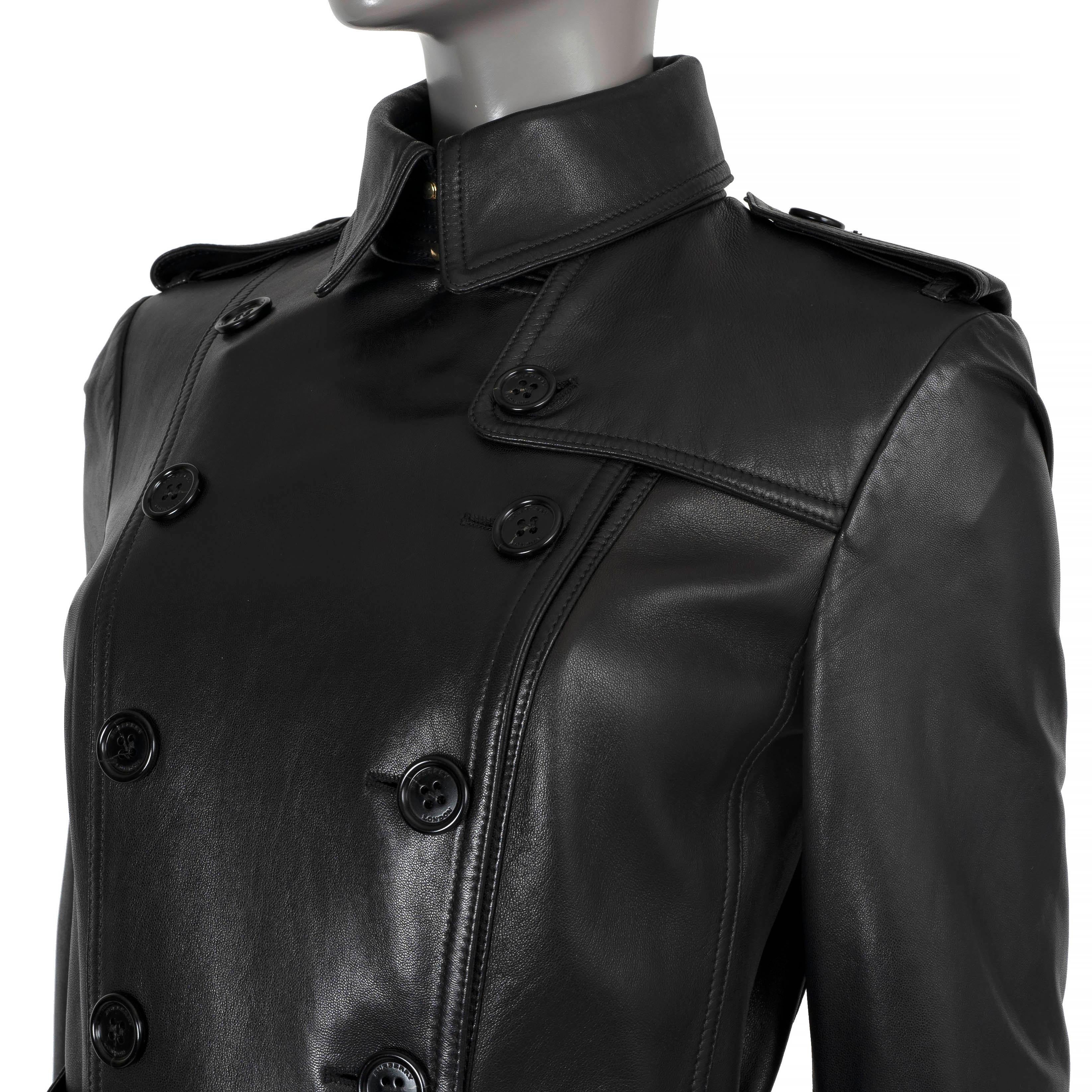 BURBERRY LONDON cuero negro SANDRINGHAM TRENCH Abrigo Chaqueta 8 S en venta 1