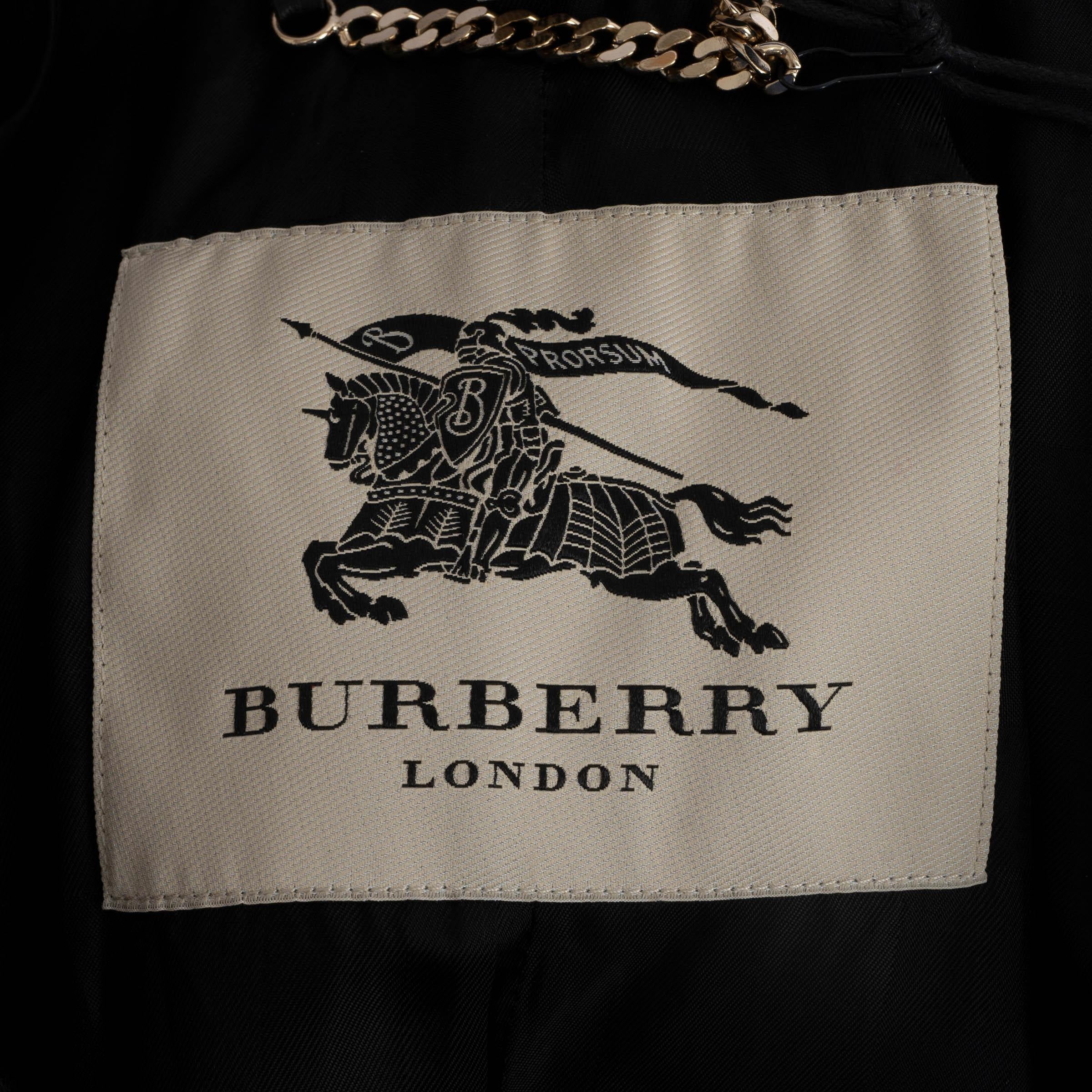 BURBERRY LONDON cuero negro SANDRINGHAM TRENCH Abrigo Chaqueta 8 S en venta 2