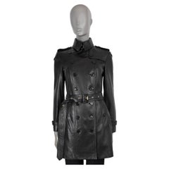 Burberry London in pelle nera SANDRINGHAM TRENCH Cappotto Giacca 8 S