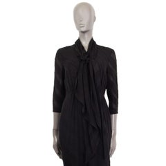 BURBERRY LONDON black silk SCARF NECK DIAGONAL STRIPE Dress 6 XS