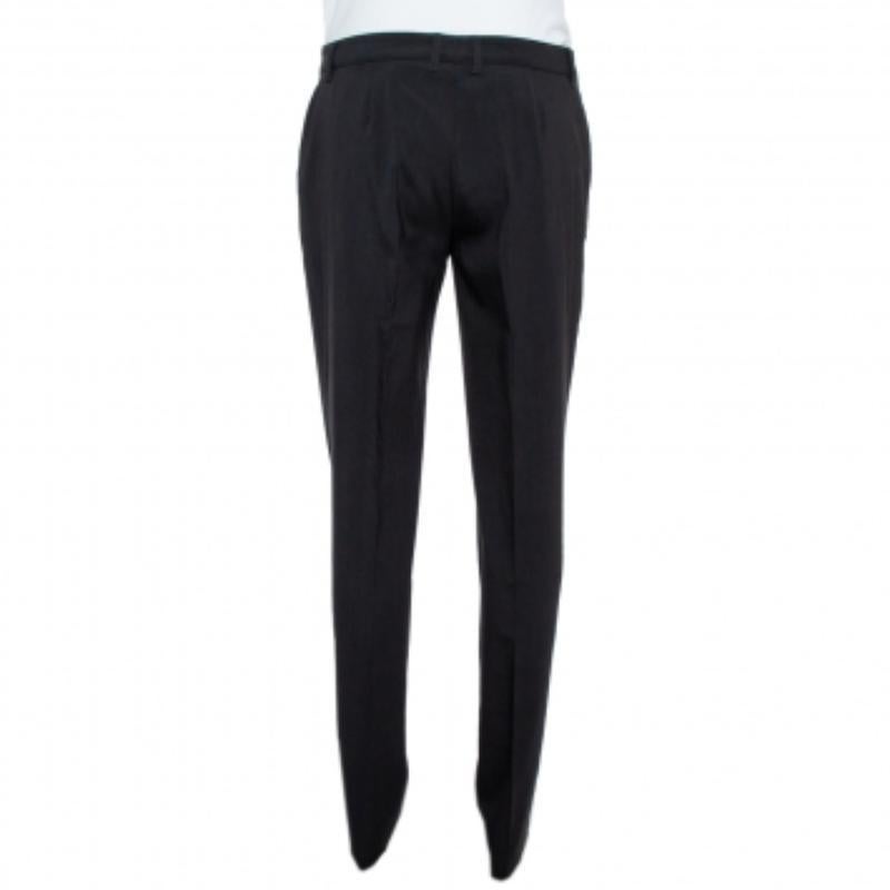 Burberry London Black Wool Blend Tailored Trousers S In Excellent Condition For Sale In Dubai, Al Qouz 2