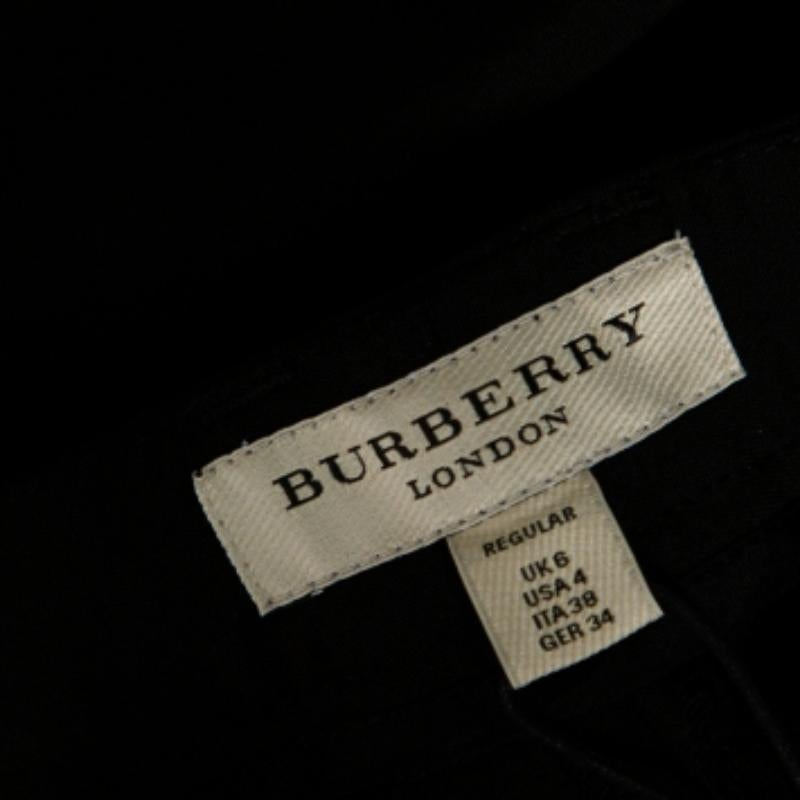 Burberry London Black Wool Blend Tailored Trousers S In Excellent Condition For Sale In Dubai, Al Qouz 2