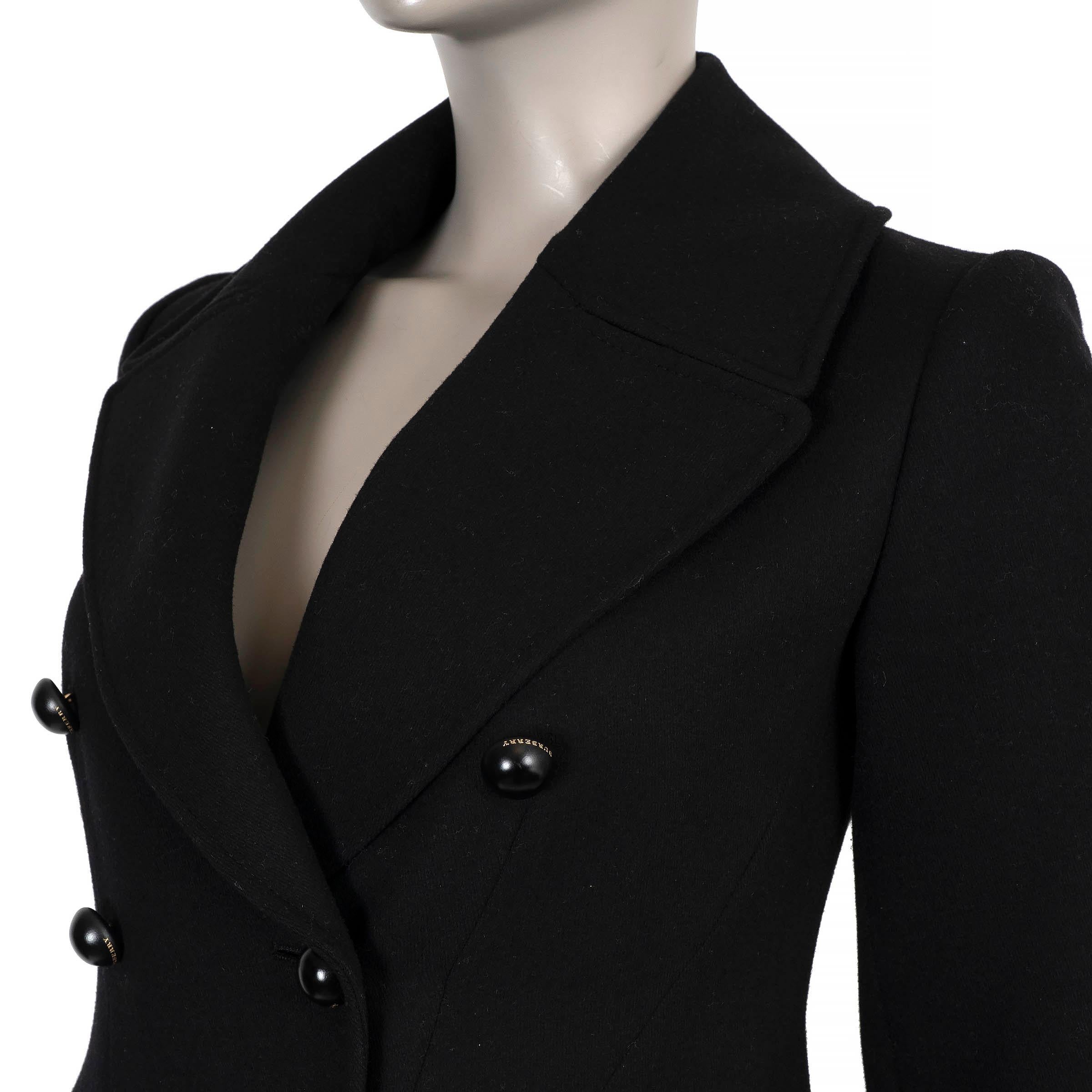 Burberry London Veste PEA COAT en feutre de laine noir UK 4 XXS Pour femmes en vente