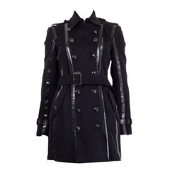 BURBERRY LONDON manteau en laine noire TRIMMED DOUBLE BREASTED Veste 6 XS