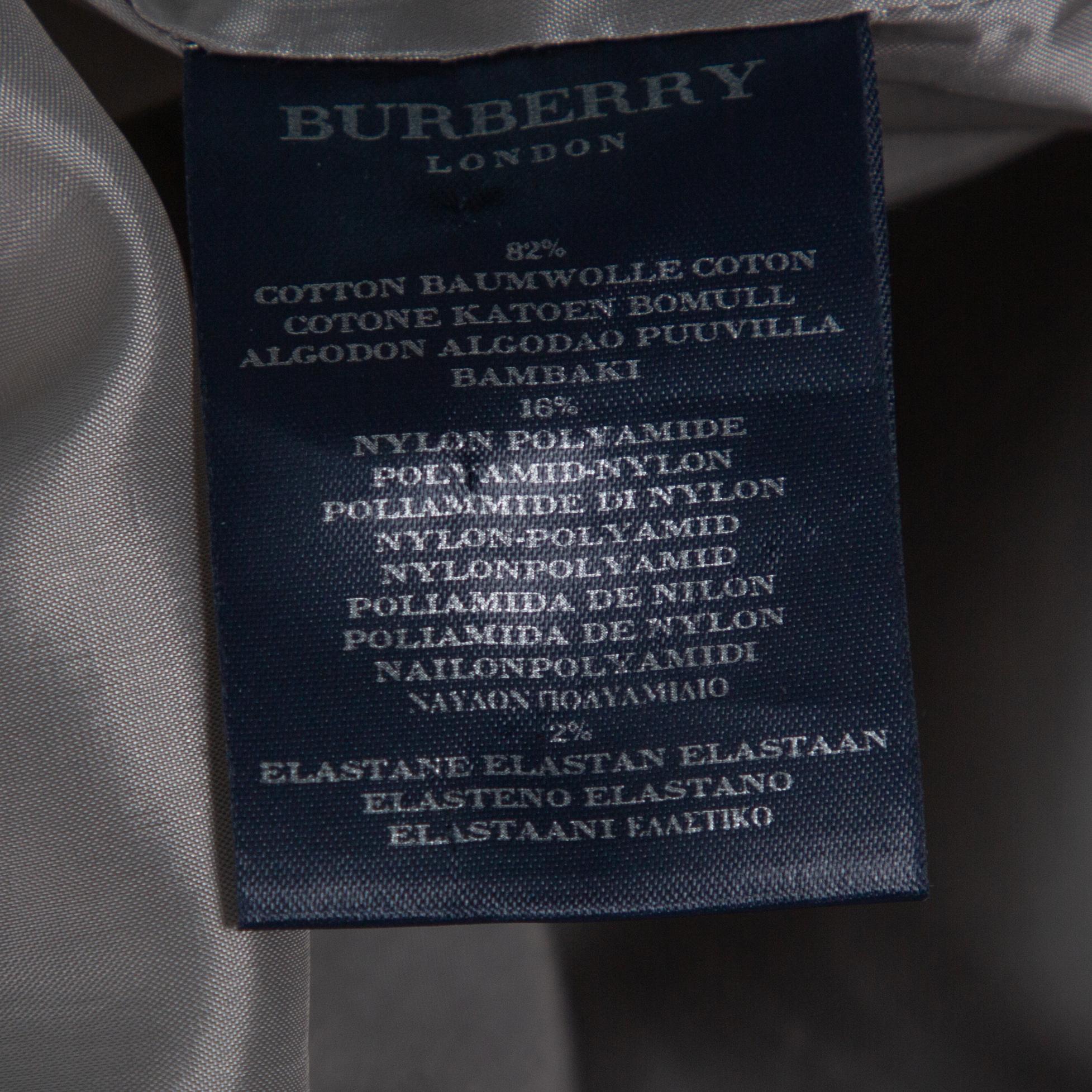 Gray Burberry London Blue Cotton Nova Check Coat M