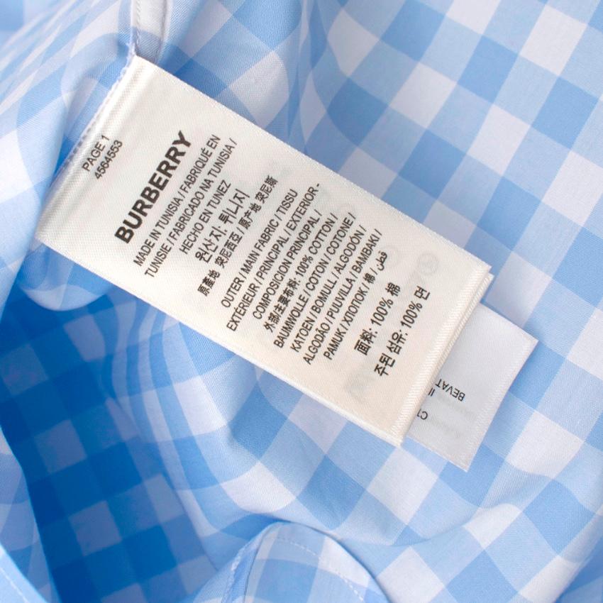 Burberry London Blue Gingham Cotton Poplin Shirt Dress - Size US 00 For Sale 2