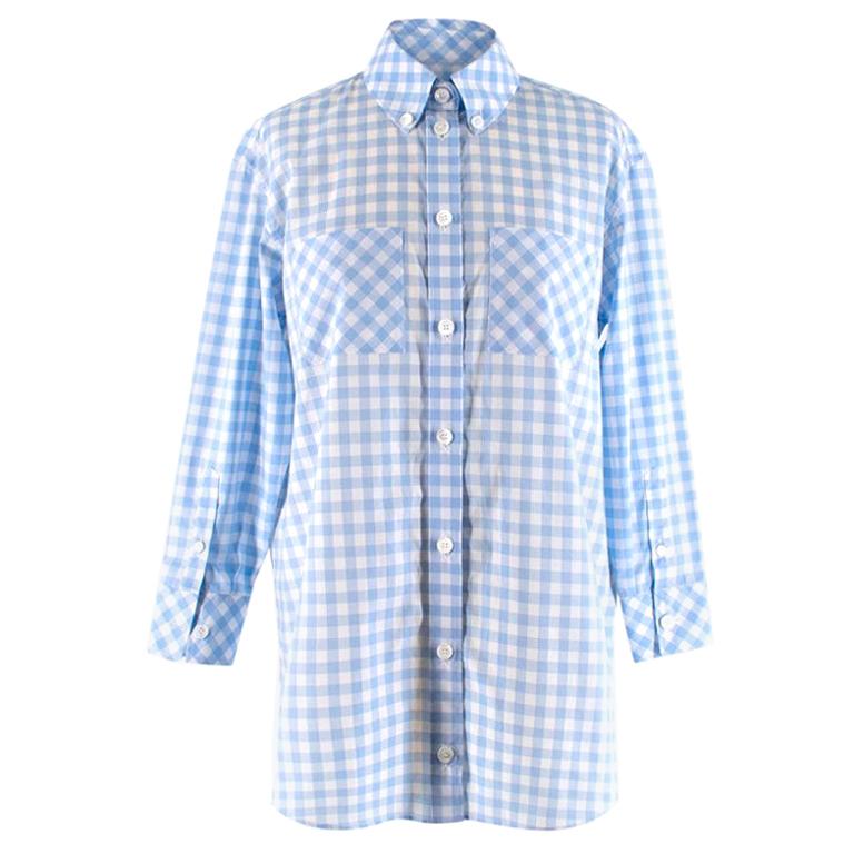 Burberry London Blue Gingham Cotton Poplin Shirt Dress - Size US 00 For Sale