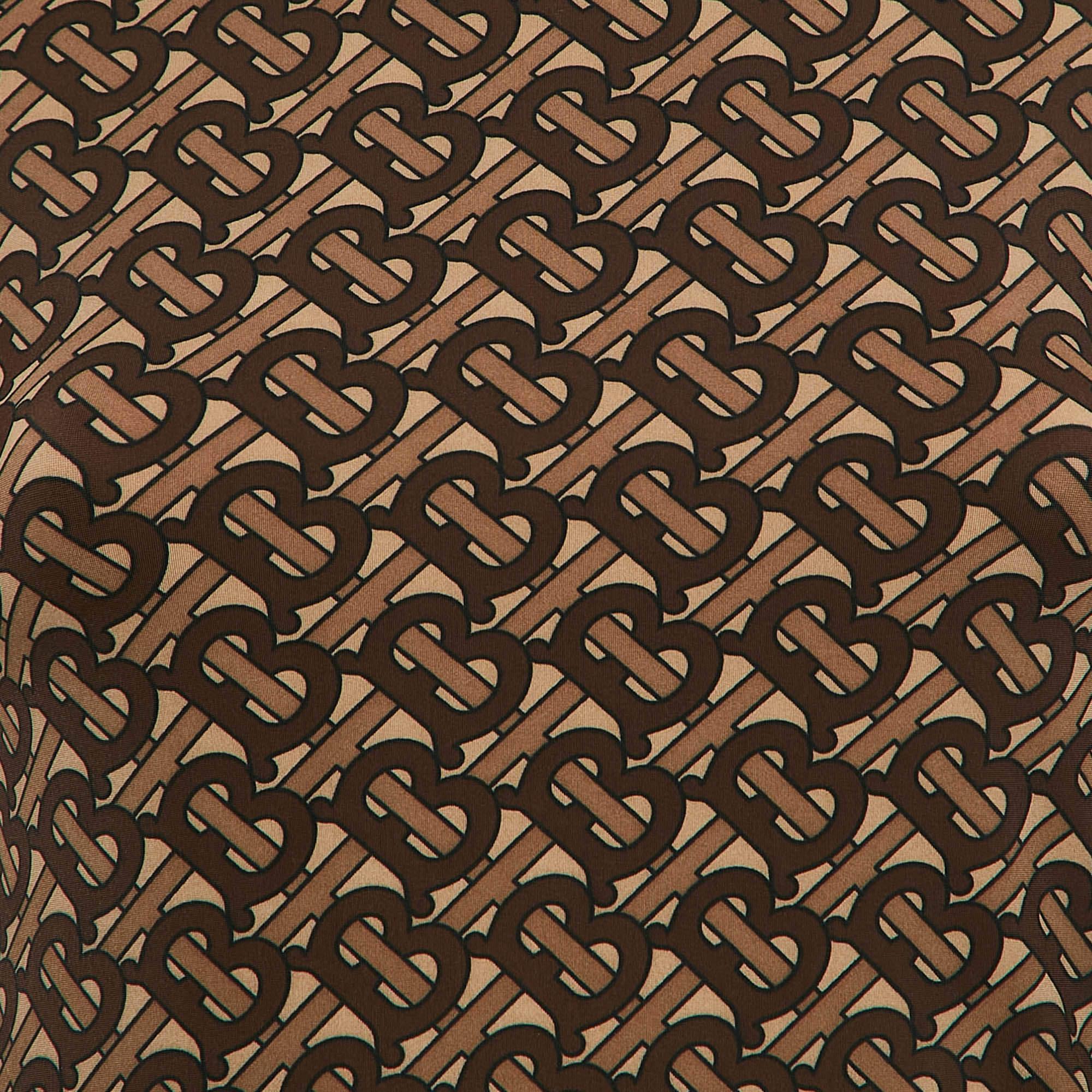 Black Burberry London Brown Bridle IP Pattern Jersey Top S