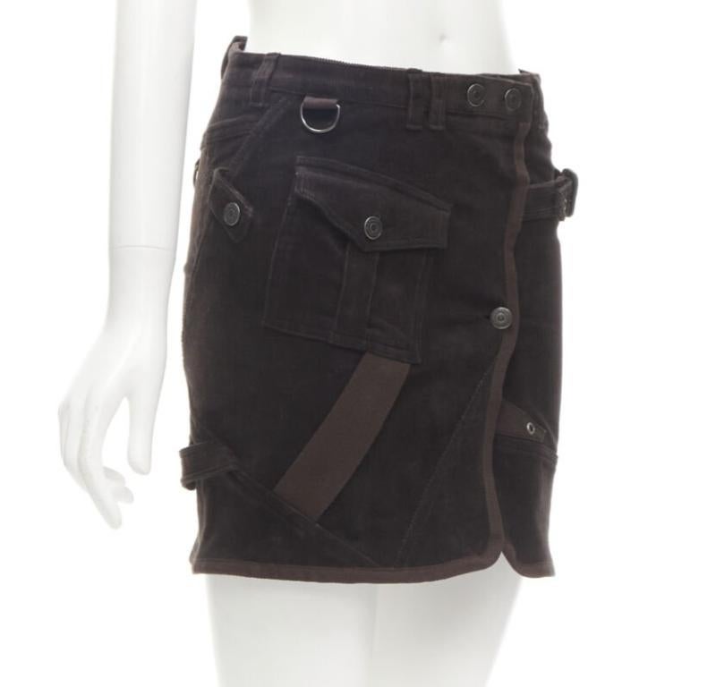 Black BURBERRY LONDON brown corduroy deconstructed trench mini skirt UK6 US4 S For Sale