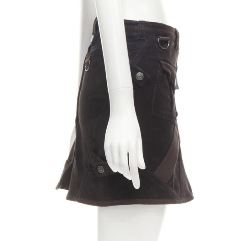 BURBERRY LONDON brown corduroy deconstructed trench mini skirt UK6 US4 S In Excellent Condition For Sale In Hong Kong, NT
