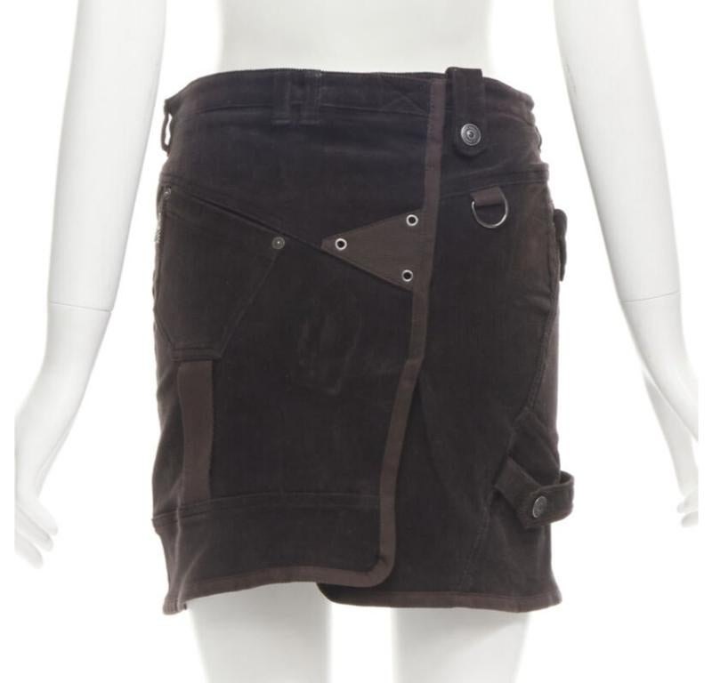 Women's BURBERRY LONDON brown corduroy deconstructed trench mini skirt UK6 US4 S For Sale