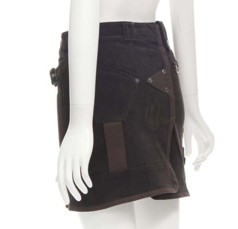 BURBERRY LONDON brown corduroy deconstructed trench mini skirt UK6 US4 S For Sale 1