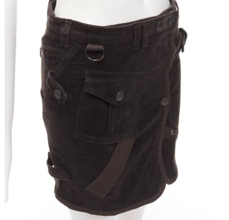BURBERRY LONDON brown corduroy deconstructed trench mini skirt UK6 US4 S For Sale 2
