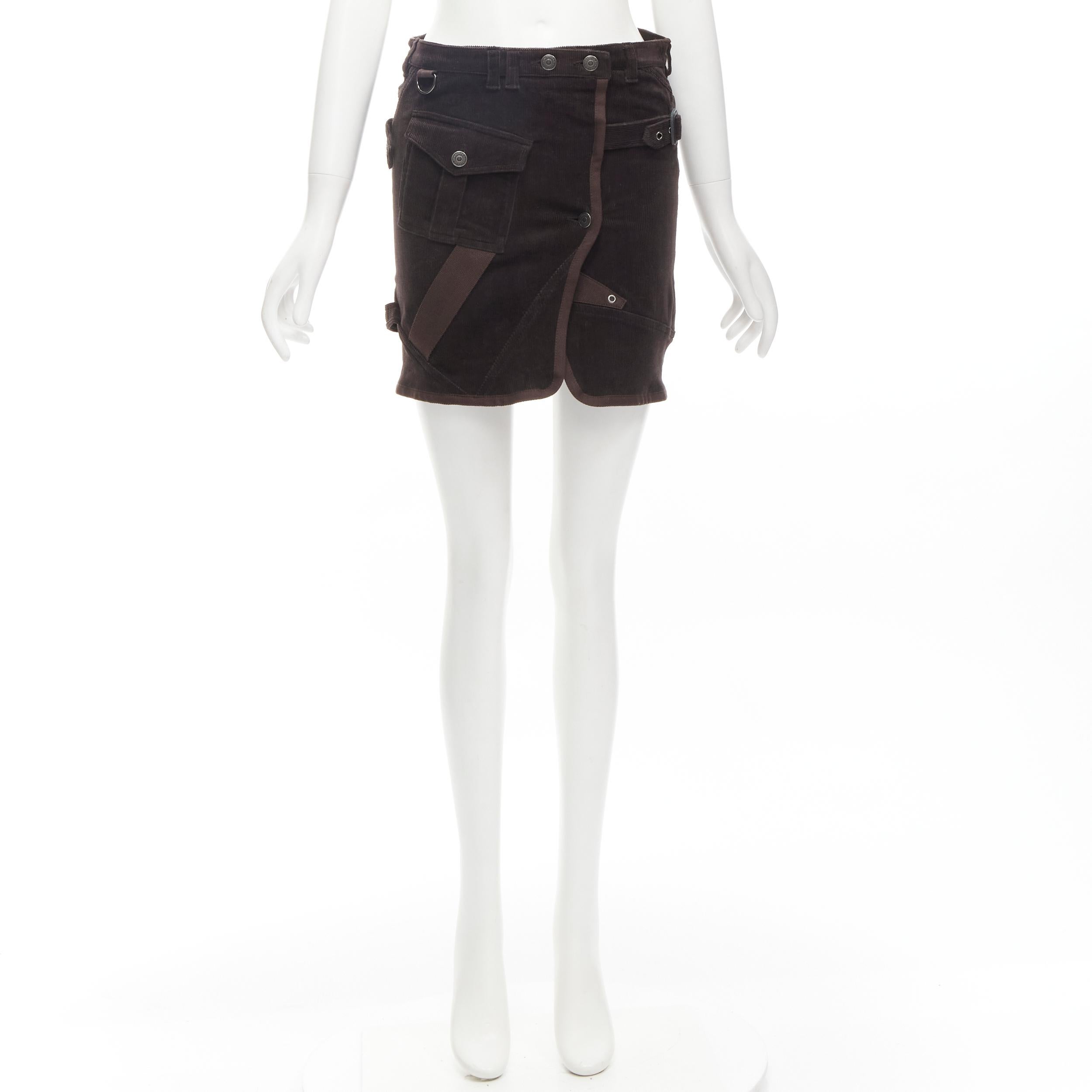 BURBERRY LONDON brown corduroy deconstructed trench mini skirt UK6 US4 S For Sale 3