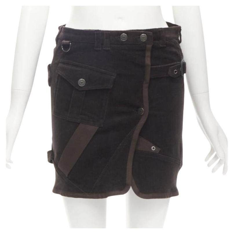 BURBERRY LONDON brown corduroy deconstructed trench mini skirt UK6 US4 S For Sale