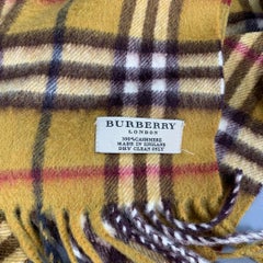 BURBERRY LONDON Brown Red Plaid Cashmere Scarf