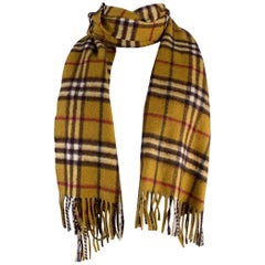 BURBERRY LONDON Brown Red Plaid Cashmere Scarf