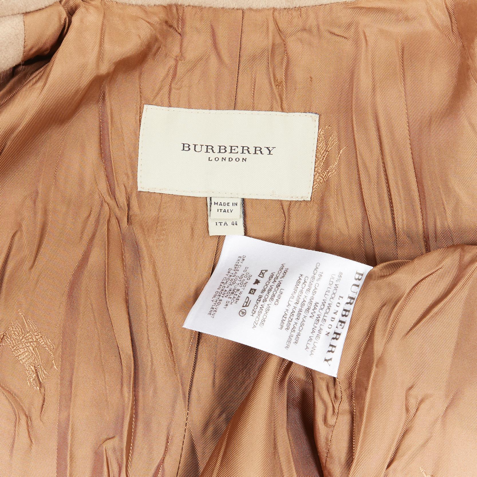 BURBERRY LONDON camel beige wool cashmere blend double breasted jacket US10 3