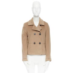 BURBERRY LONDON camel beige wool cashmere blend double breasted jacket US10