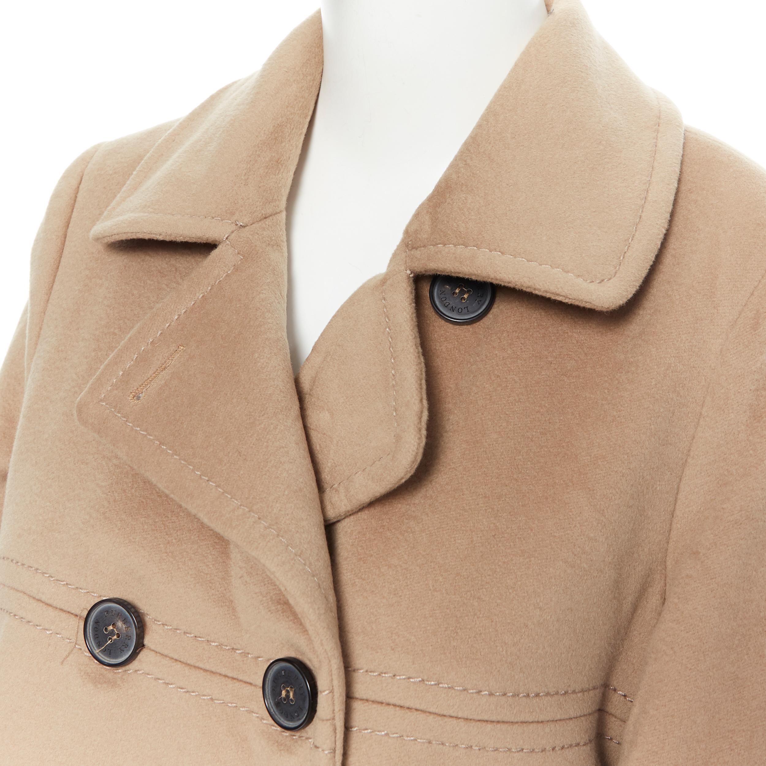 BURBERRY LONDON camel beige wool cashmere blend double breasted jacket US10 In Fair Condition In Hong Kong, NT