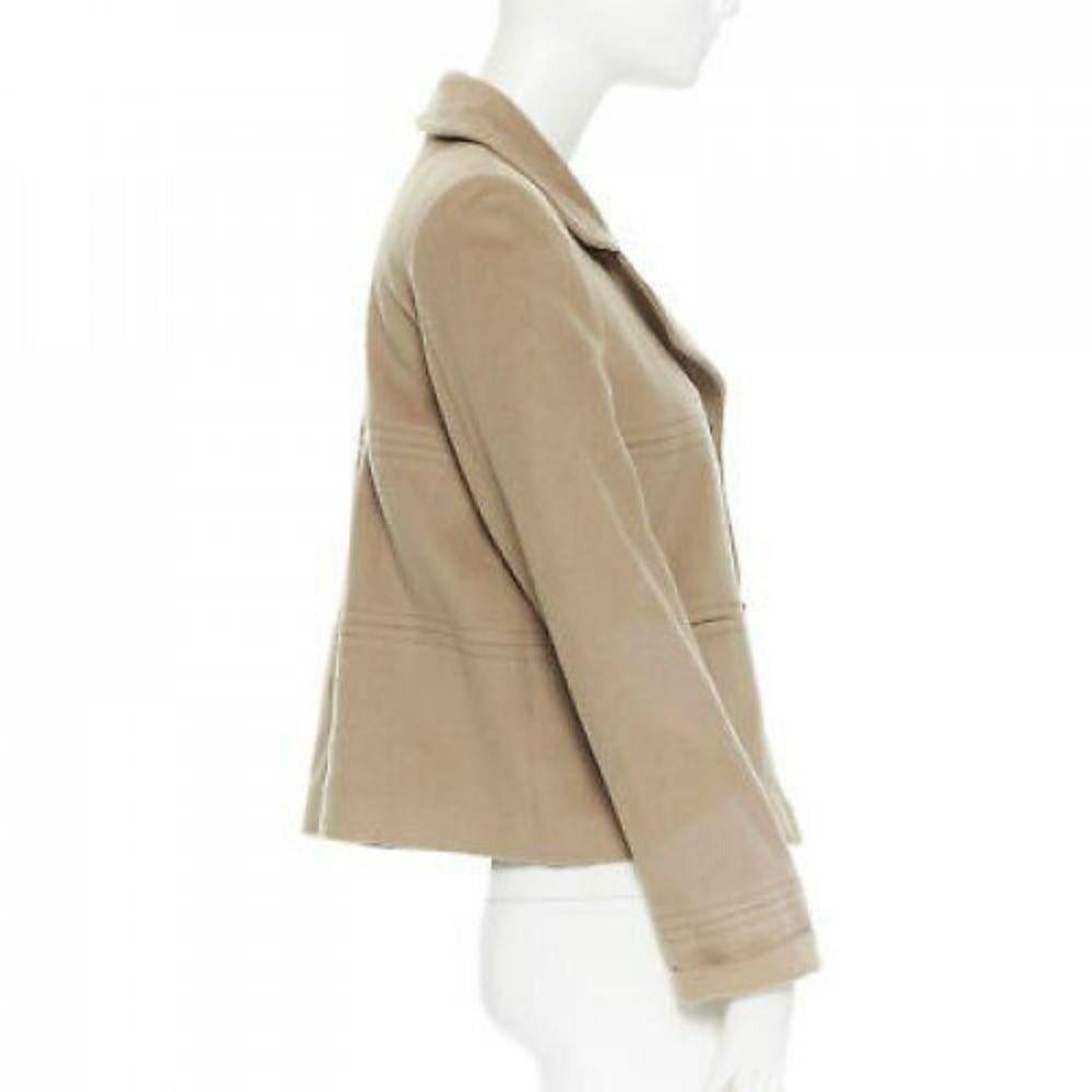 BURBERRY LONDON camel beige wool cashmere blend double breasted jacket US10 L In Fair Condition In Hong Kong, NT