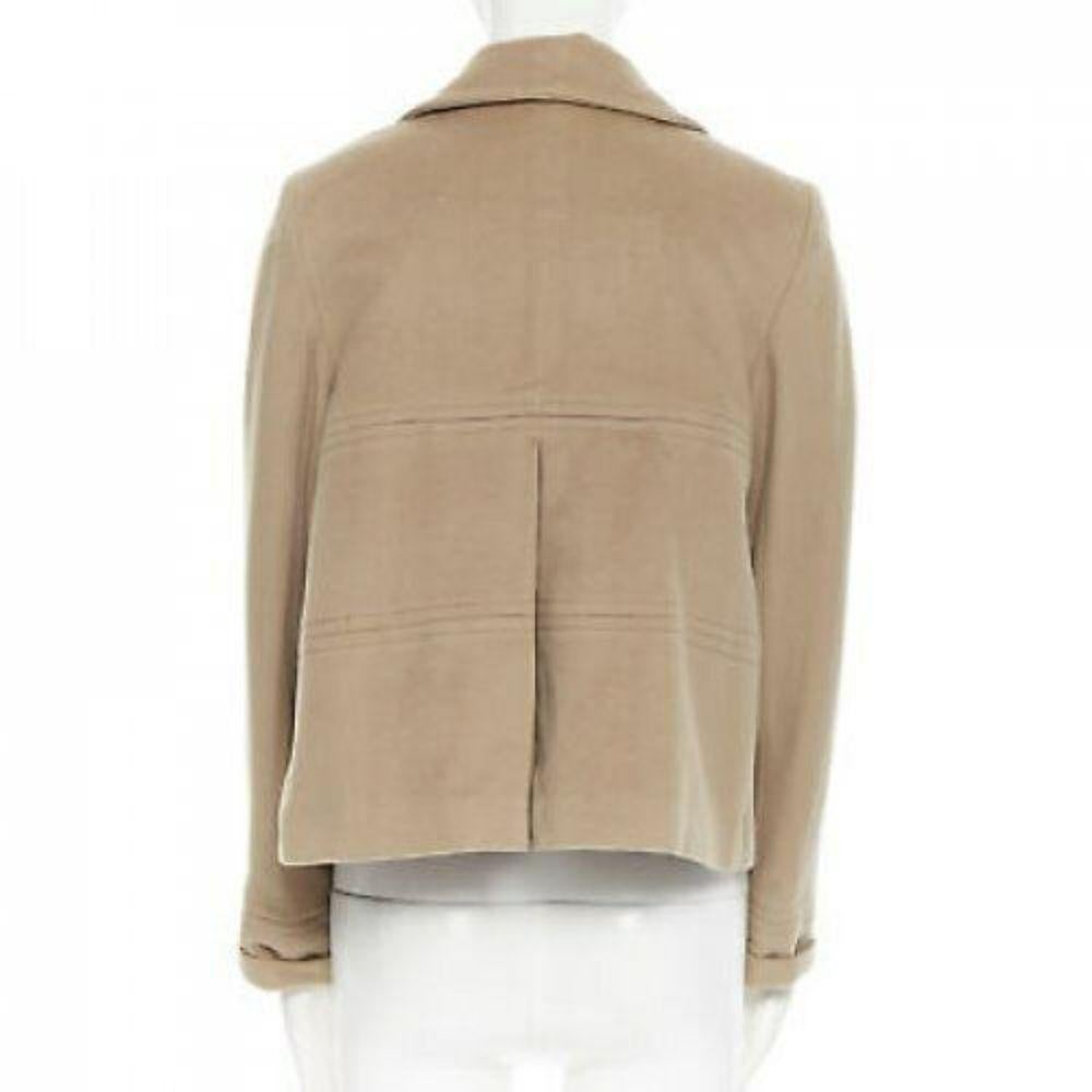 Women's BURBERRY LONDON camel beige wool cashmere blend double breasted jacket US10 L